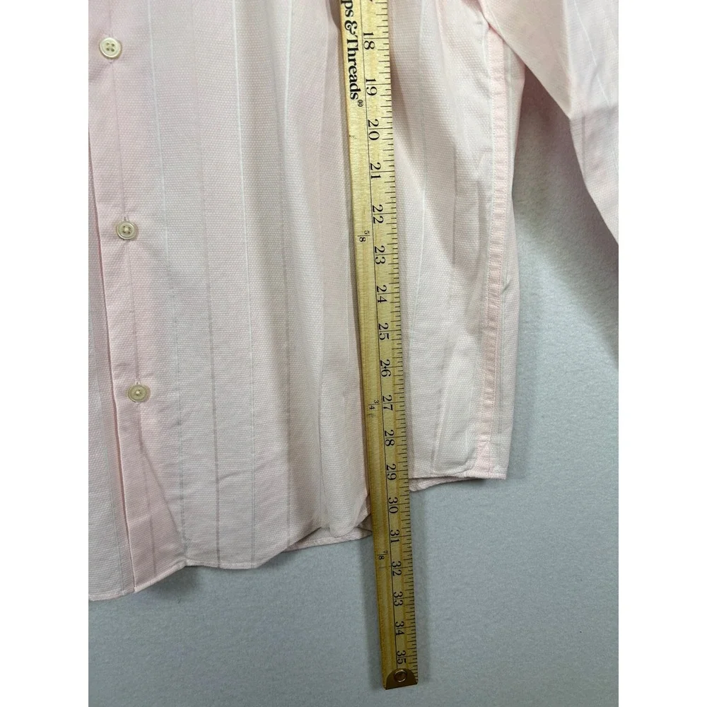 Preppy Banana Republic Mens Large Light Pink Striped‎ Cotton Button Down Shirt